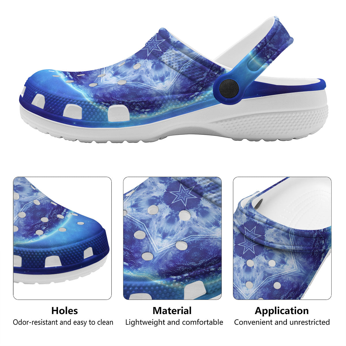Blue Fractal Kaleidoscope Print Clog-grizzshop