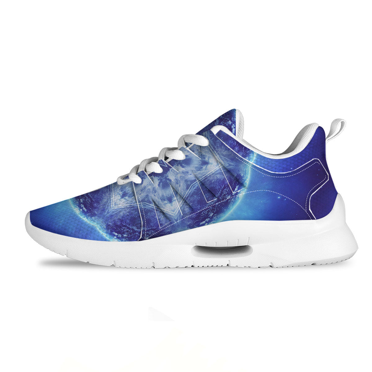 Blue Fractal Kaleidoscope Print Tennis Shoes-grizzshop