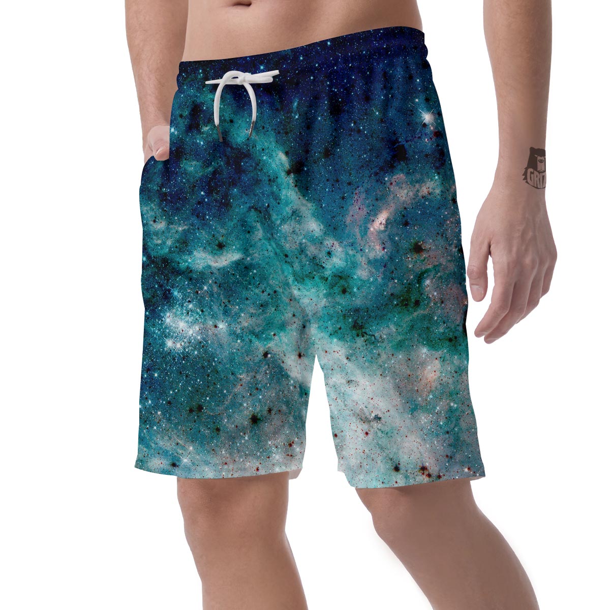 Blue Galaxy Space Men's Shorts-grizzshop