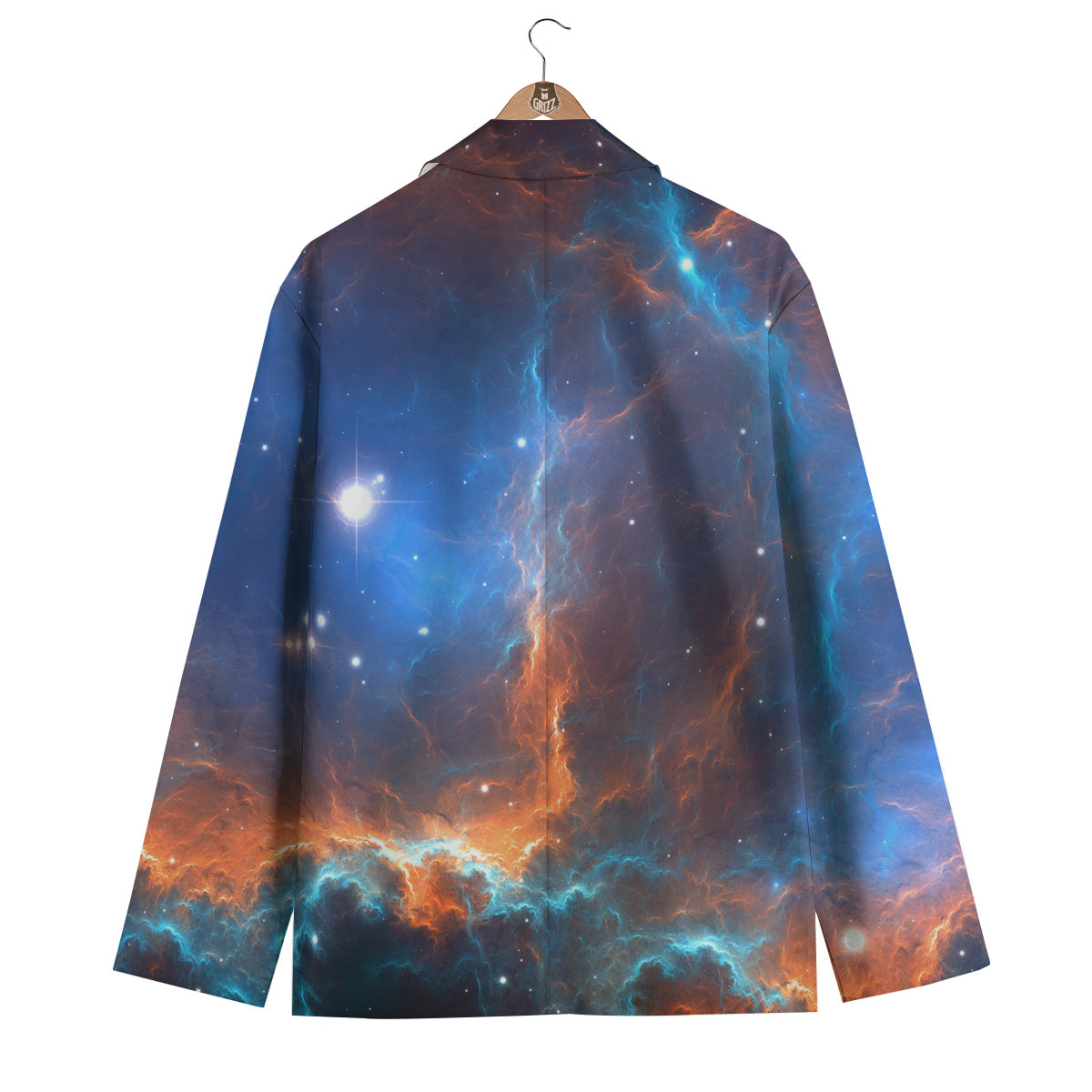 Blue Geomagnetic Storm Galaxy Space Print Men's Blazer-grizzshop
