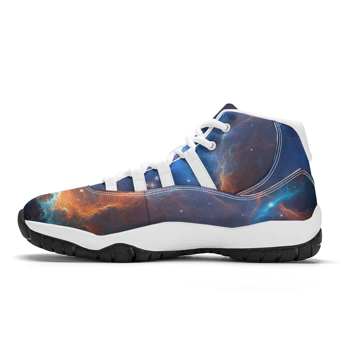 Blue Geomagnetic Storm Galaxy Space Print White Bball Shoes-grizzshop