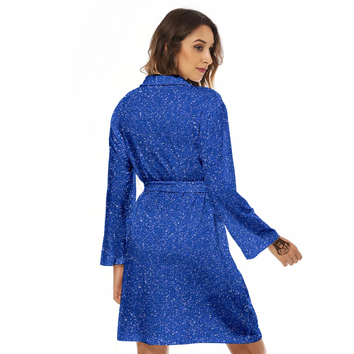 Blue Glitter Artwork Print Women's Robe-grizzshop