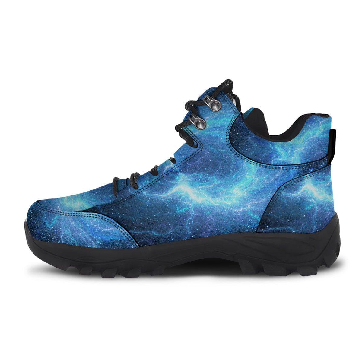 Blue Glowing Giant Lightning In Space Print Hiking Shoes-grizzshop
