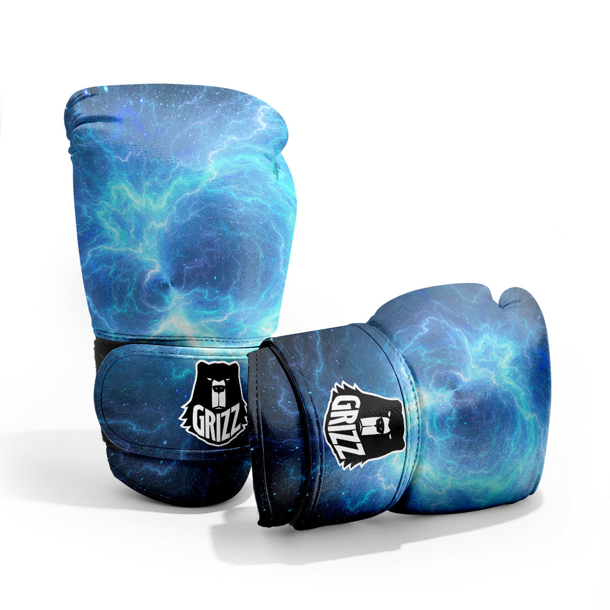 Blue Glowing Giant Lightning In Space Print Pro Boxing Glove