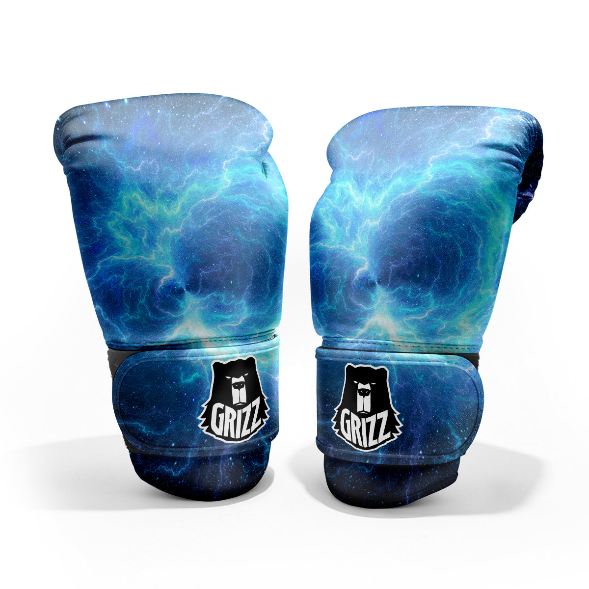 Blue Glowing Giant Lightning In Space Print Pro Boxing Glove