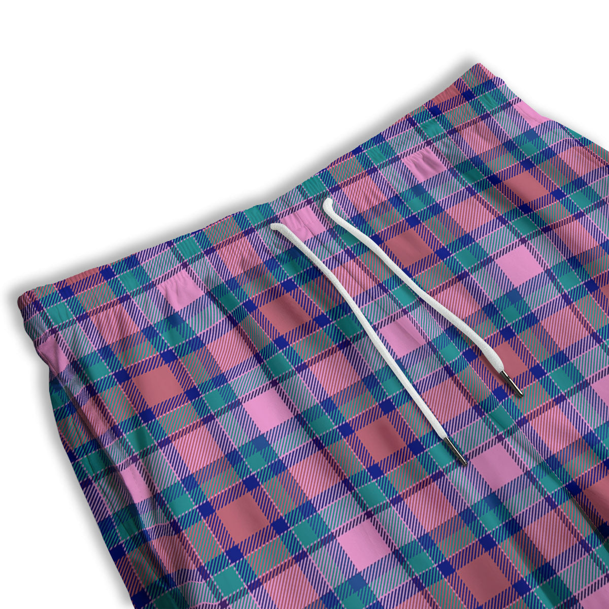 Blue Green And Pink Tartan Print Pattern Men's Athletic Shorts
