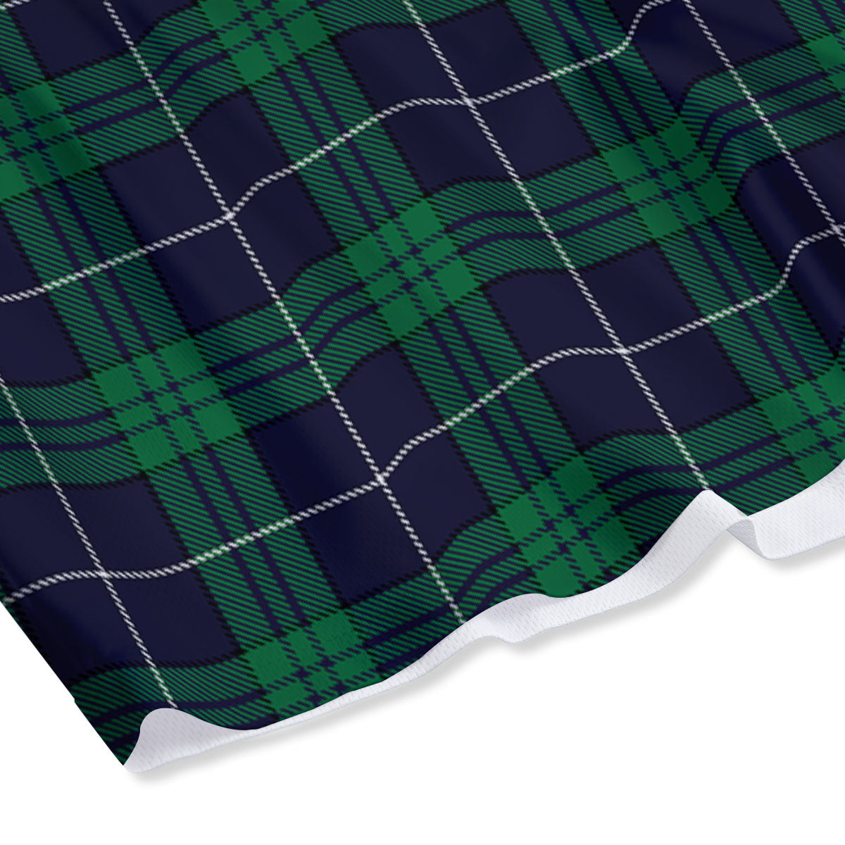 Blue Green And White Tartan Print Mesh Shorts