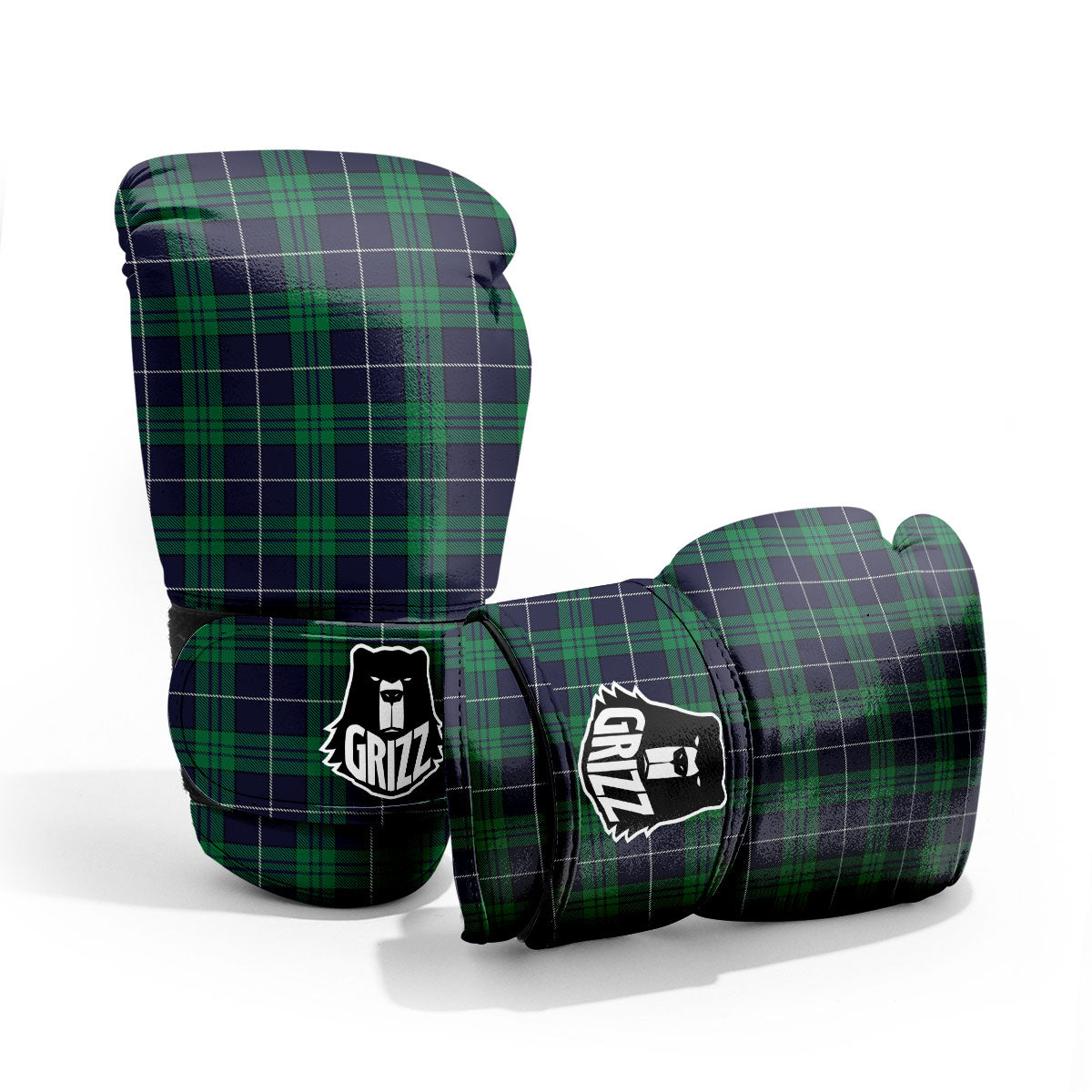 Blue Green And White Tartan Print Pro Boxing Glove