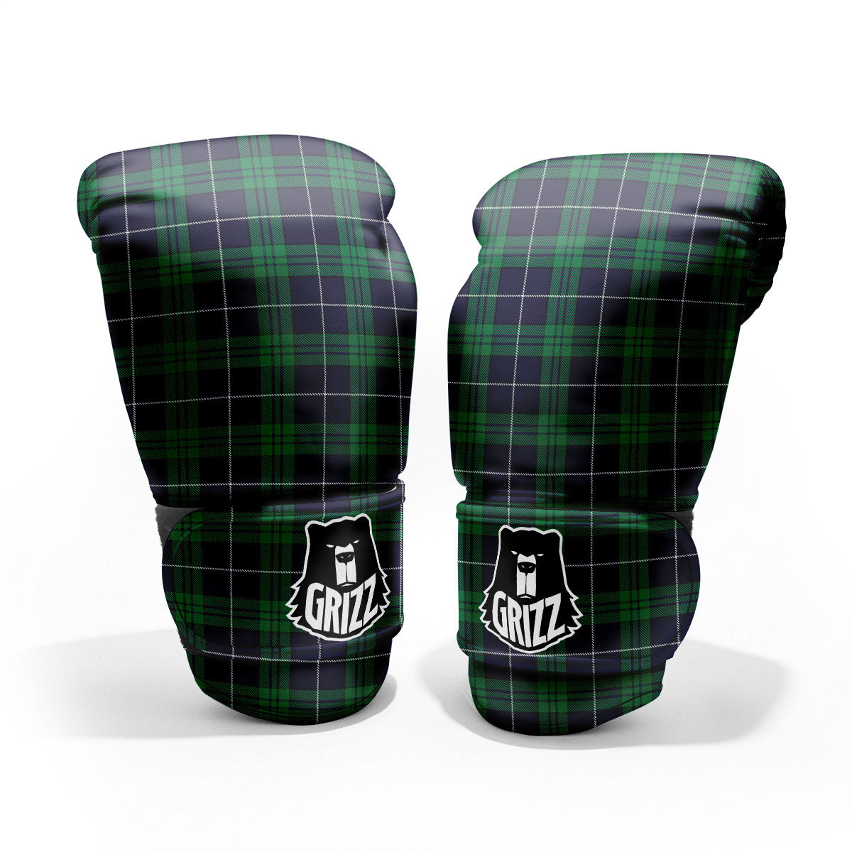 Blue Green And White Tartan Print Pro Boxing Glove