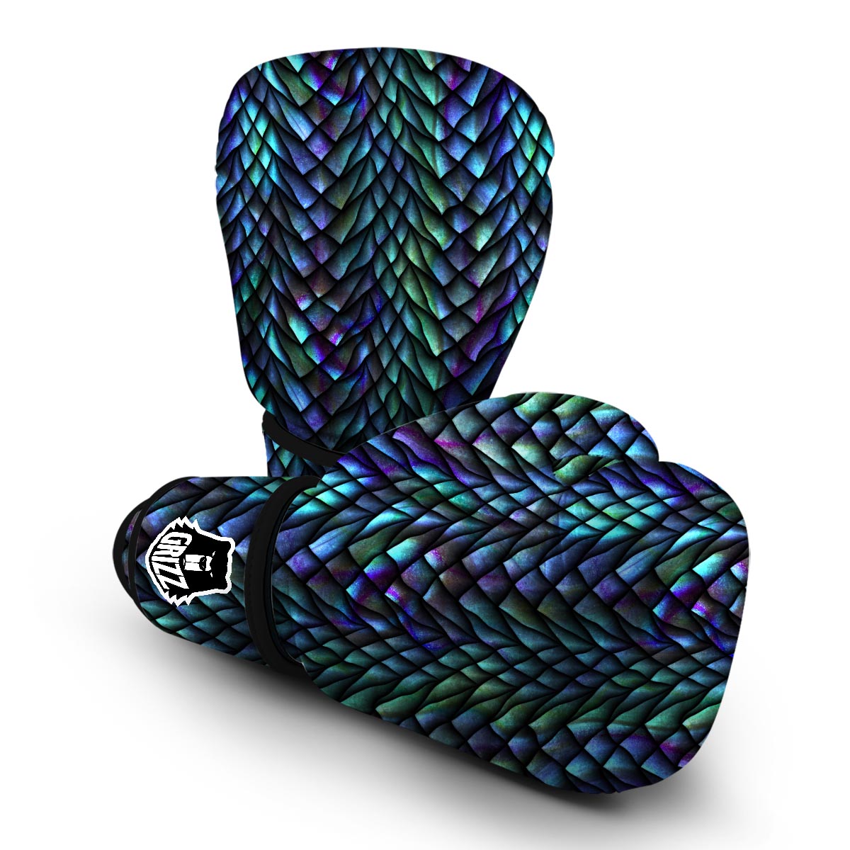 Blue Green Egg Skin Dragon Pattern Print Boxing Gloves-grizzshop