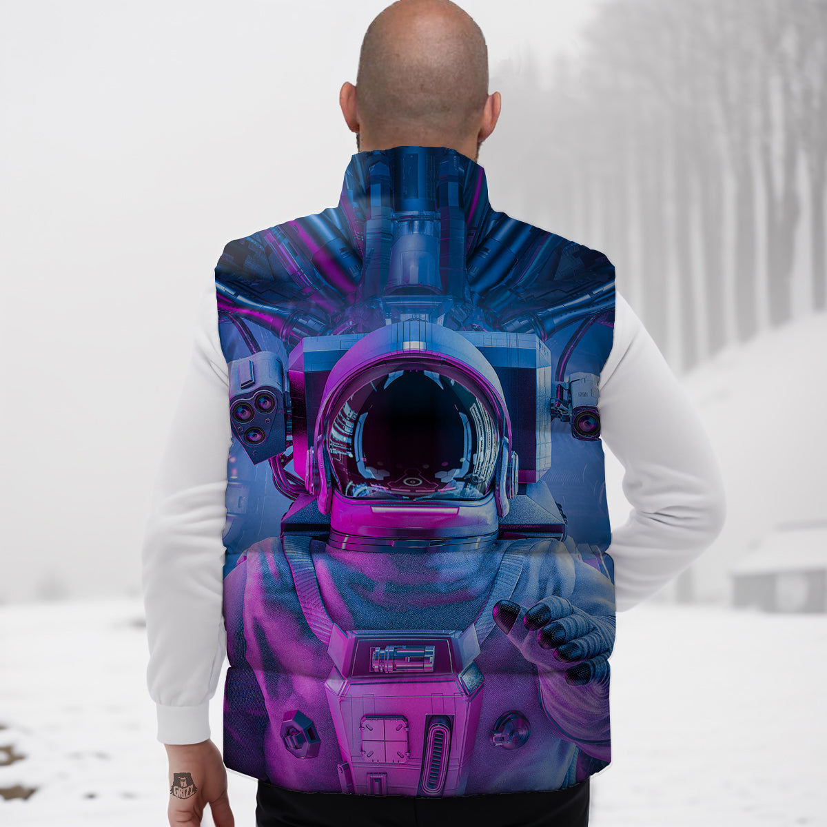 Blue Hawaiian Sea Turtle Pattern Print Down Vest