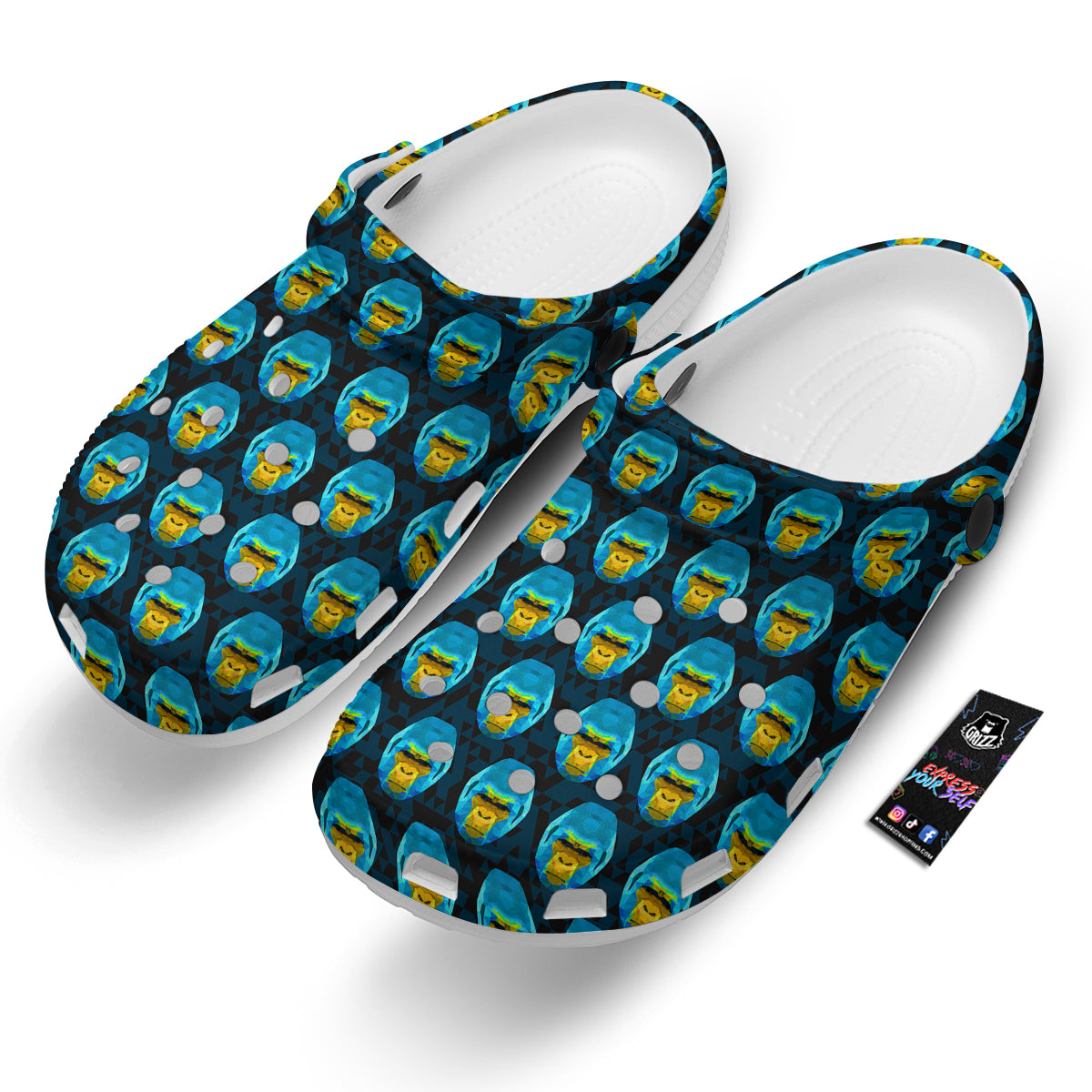 Blue Head Gorilla Geometric Triangle Print Pattern Clog-grizzshop
