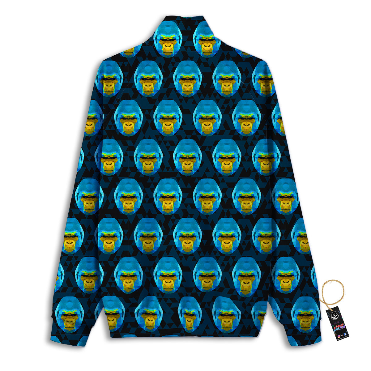 Blue Head Gorilla Geometric Triangle Print Pattern Track Jacket-grizzshop