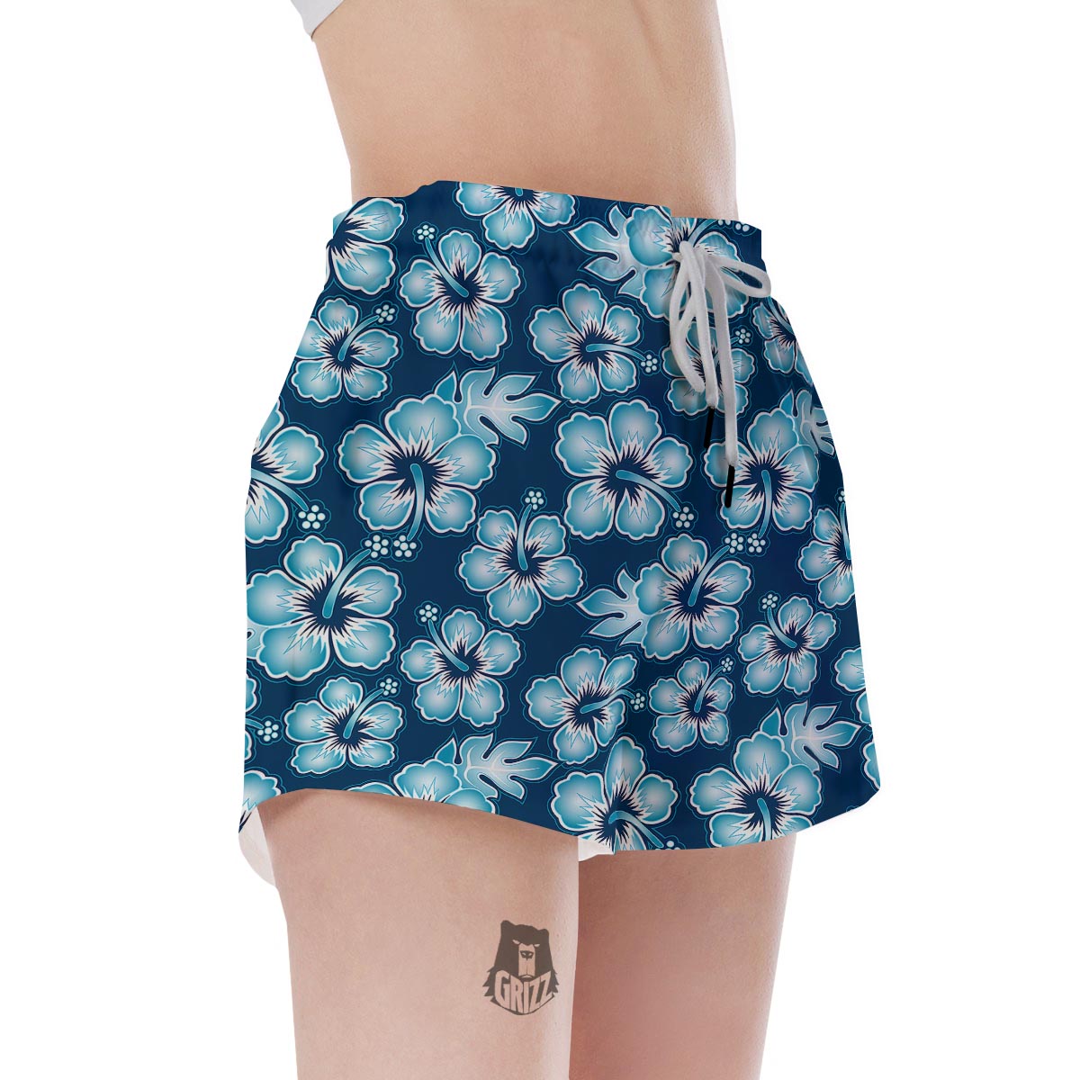 Blue Hibiscus Hawaiian Print Women's Shorts-grizzshop