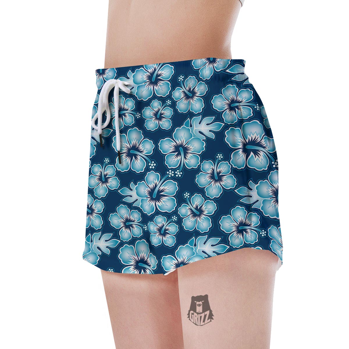 Blue Hibiscus Hawaiian Print Women's Shorts-grizzshop