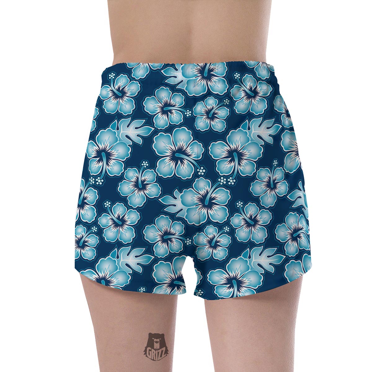 Blue Hibiscus Hawaiian Print Women's Shorts-grizzshop