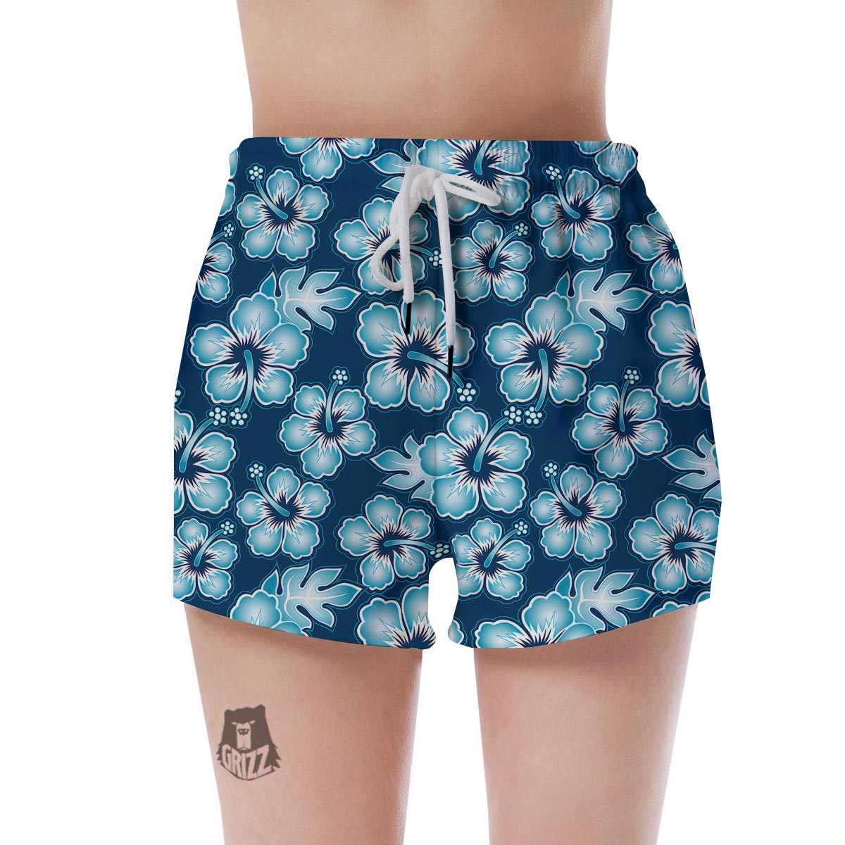 Blue Hibiscus Hawaiian Print Women's Shorts-grizzshop