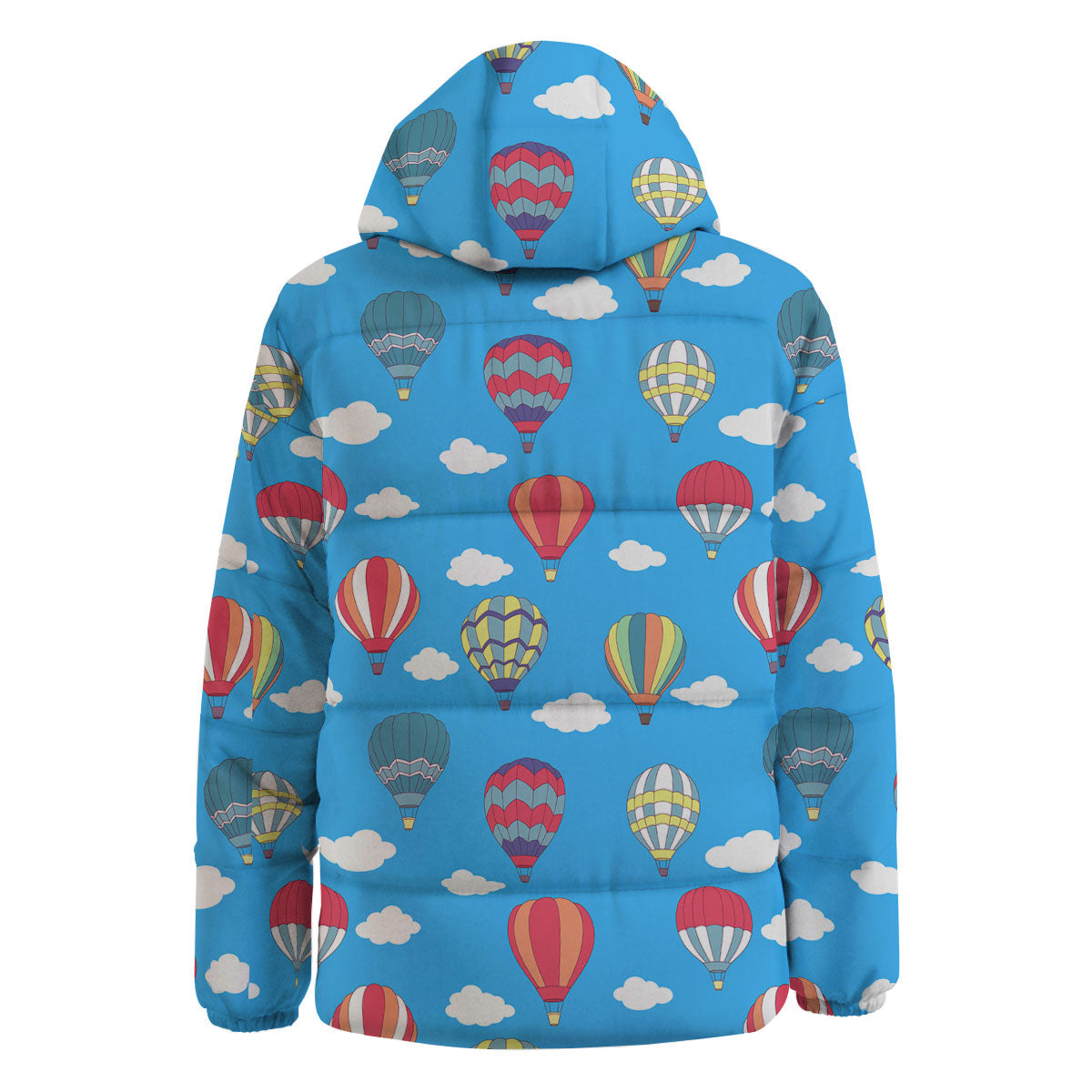 Blue Hot Air Balloon Print Pattern Down Jacket-grizzshop