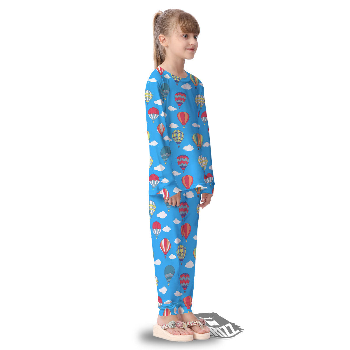 Blue Hot Air Balloon Print Pattern Kid's Pajamas-grizzshop