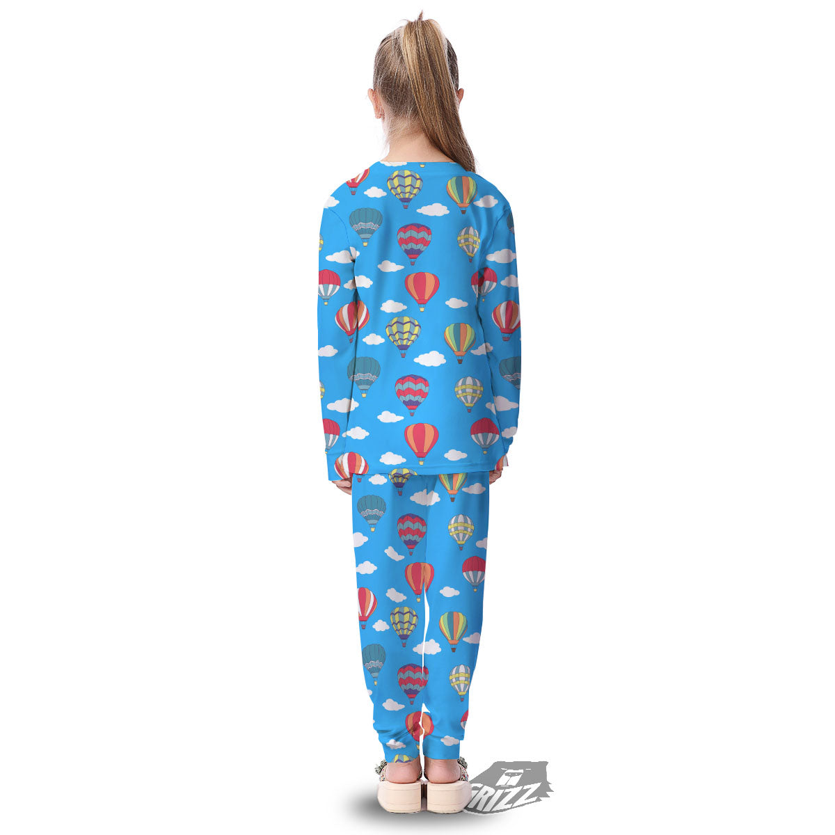 Blue Hot Air Balloon Print Pattern Kid's Pajamas-grizzshop