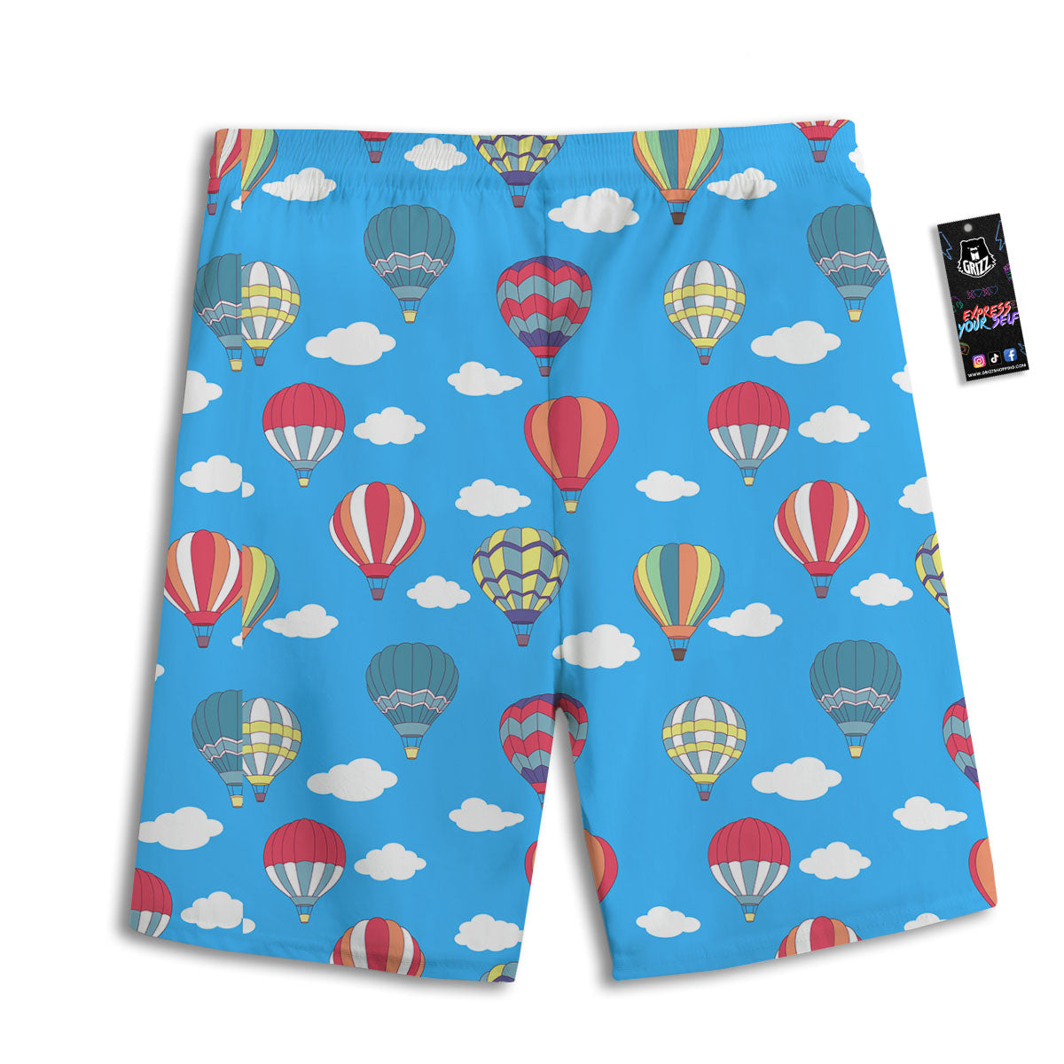 Blue Hot Air Balloon Print Pattern Men's Athletic Shorts