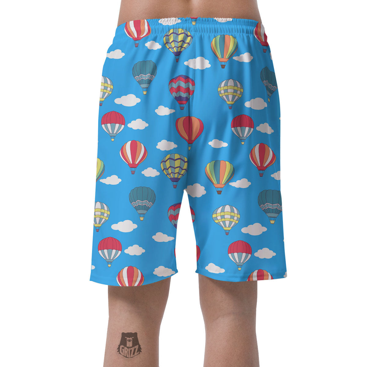 Blue Hot Air Balloon Print Pattern Men's Shorts-grizzshop