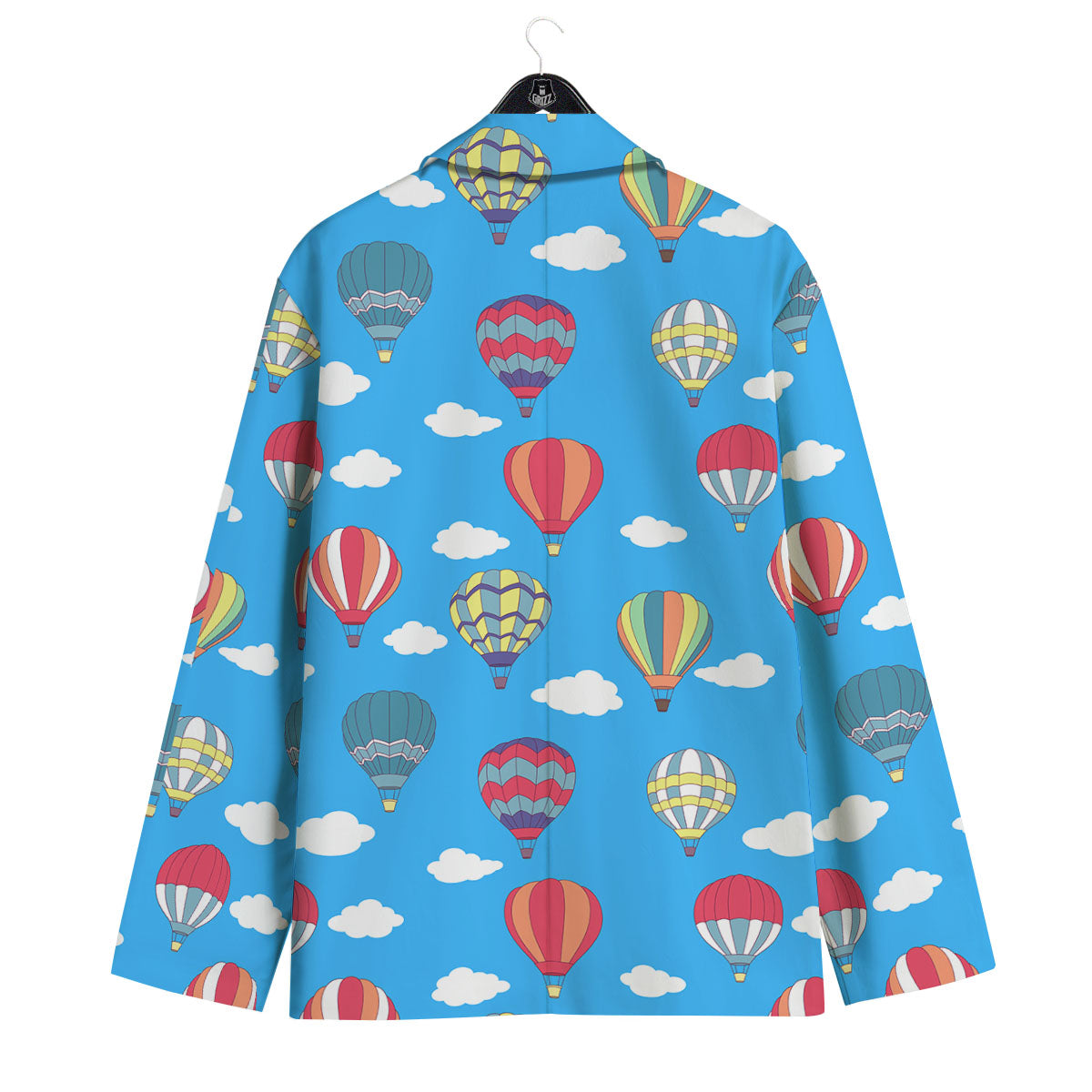 Blue Hot Air Balloon Print Pattern Men's Sport Coat-grizzshop