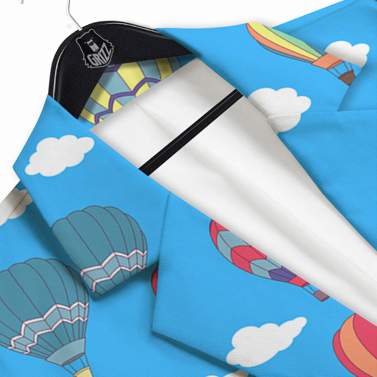 Blue Hot Air Balloon Print Pattern Men's Sport Coat-grizzshop