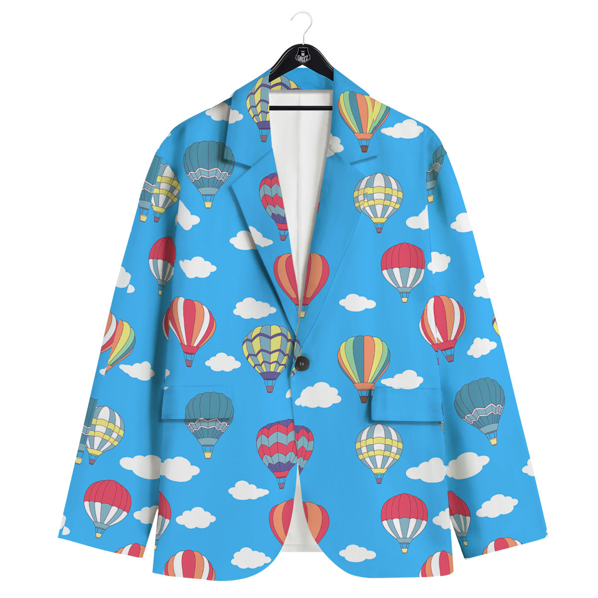 Blue Hot Air Balloon Print Pattern Men's Sport Coat-grizzshop