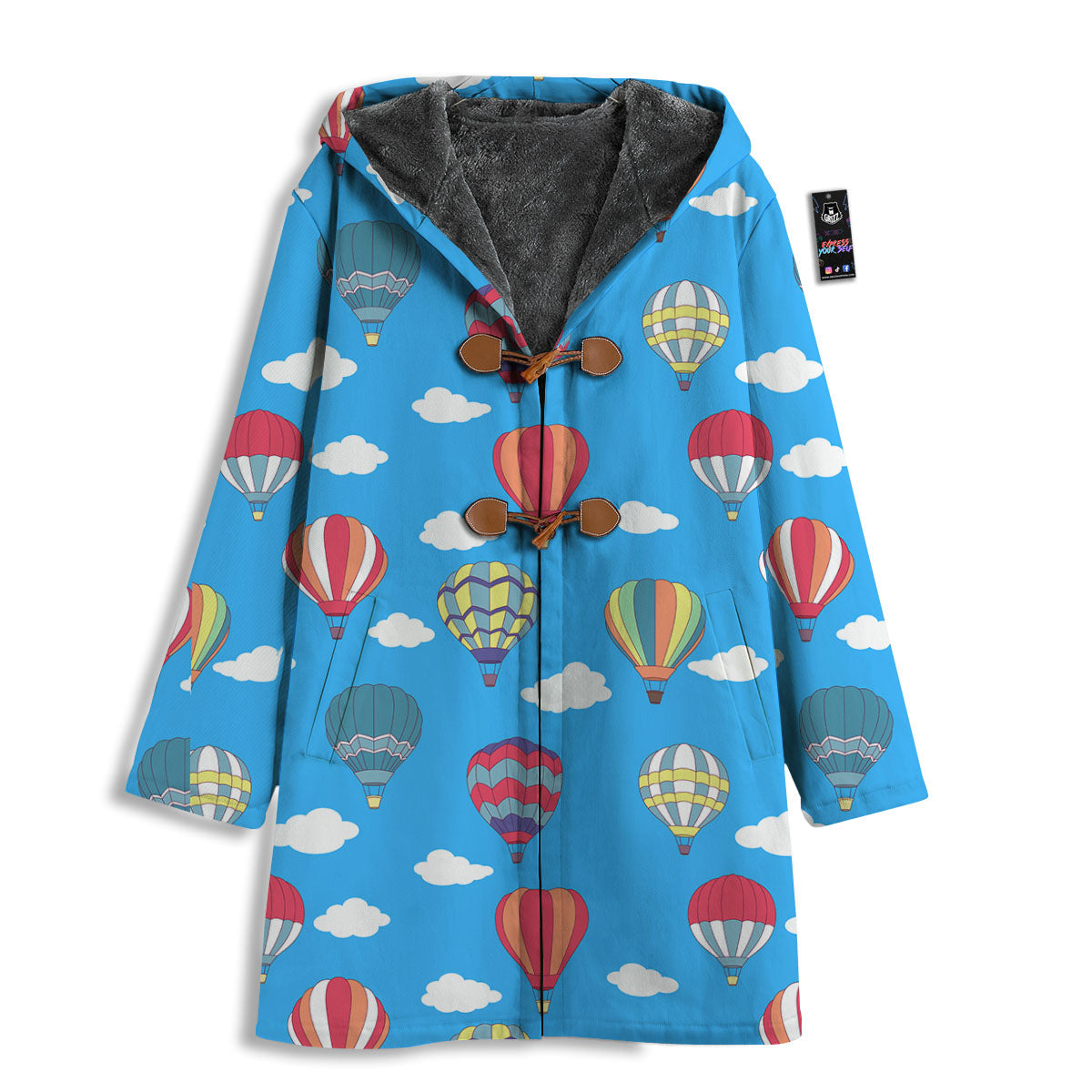 Blue Hot Air Balloon Print Pattern Men's Windbreaker Jacket-grizzshop