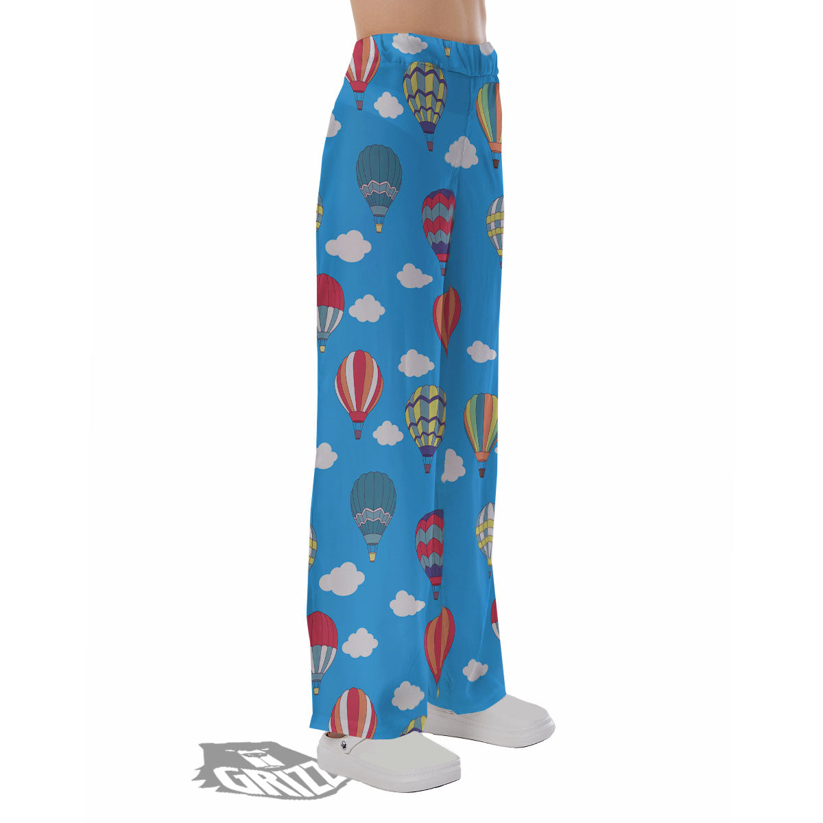 Blue Hot Air Balloon Print Pattern Pajama Pants-grizzshop