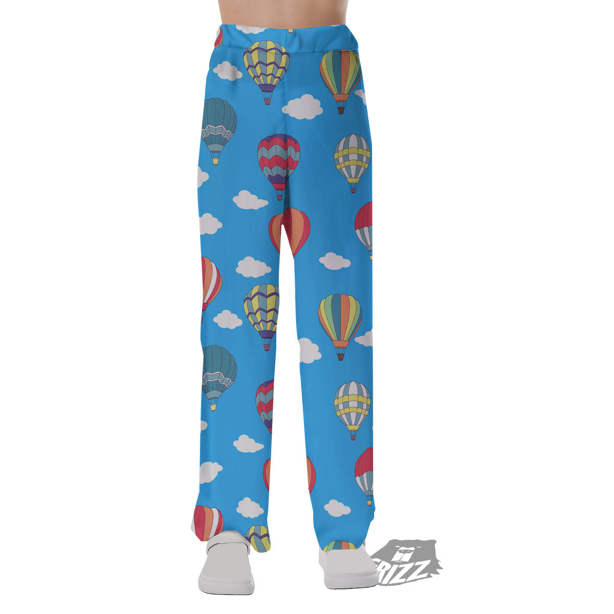 Blue Hot Air Balloon Print Pattern Pajama Pants-grizzshop