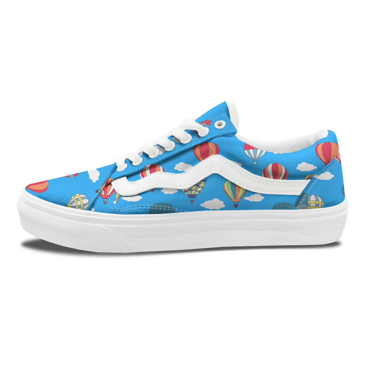 Blue Hot Air Balloon Print Pattern Skate Shoes-grizzshop