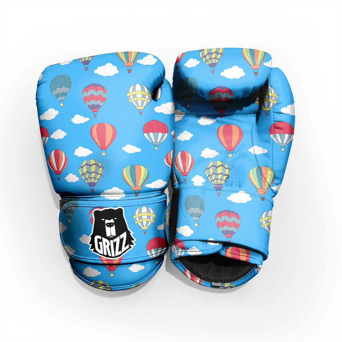 Blue Hot Air Balloon Print Pattern Pro Boxing Glove