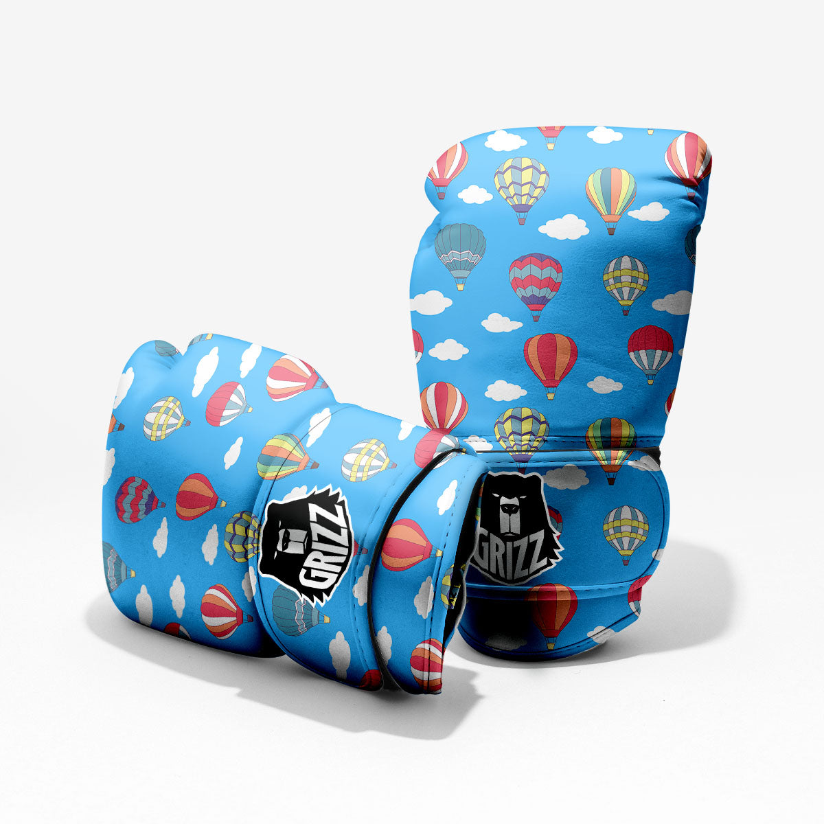 Blue Hot Air Balloon Print Pattern Pro Boxing Glove