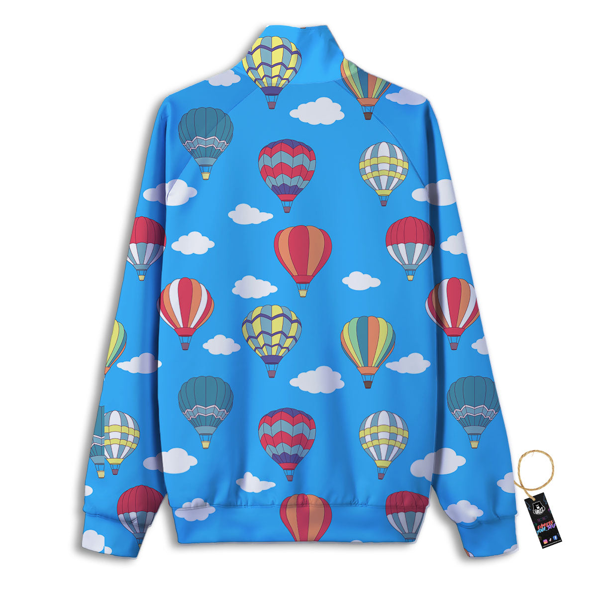Blue Hot Air Balloon Print Pattern Track Jacket-grizzshop