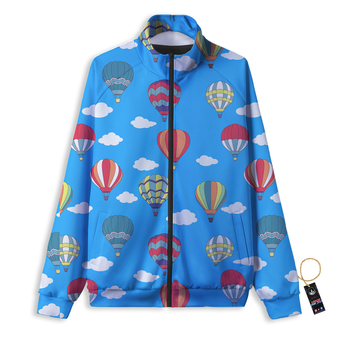 Blue Hot Air Balloon Print Pattern Track Jacket-grizzshop