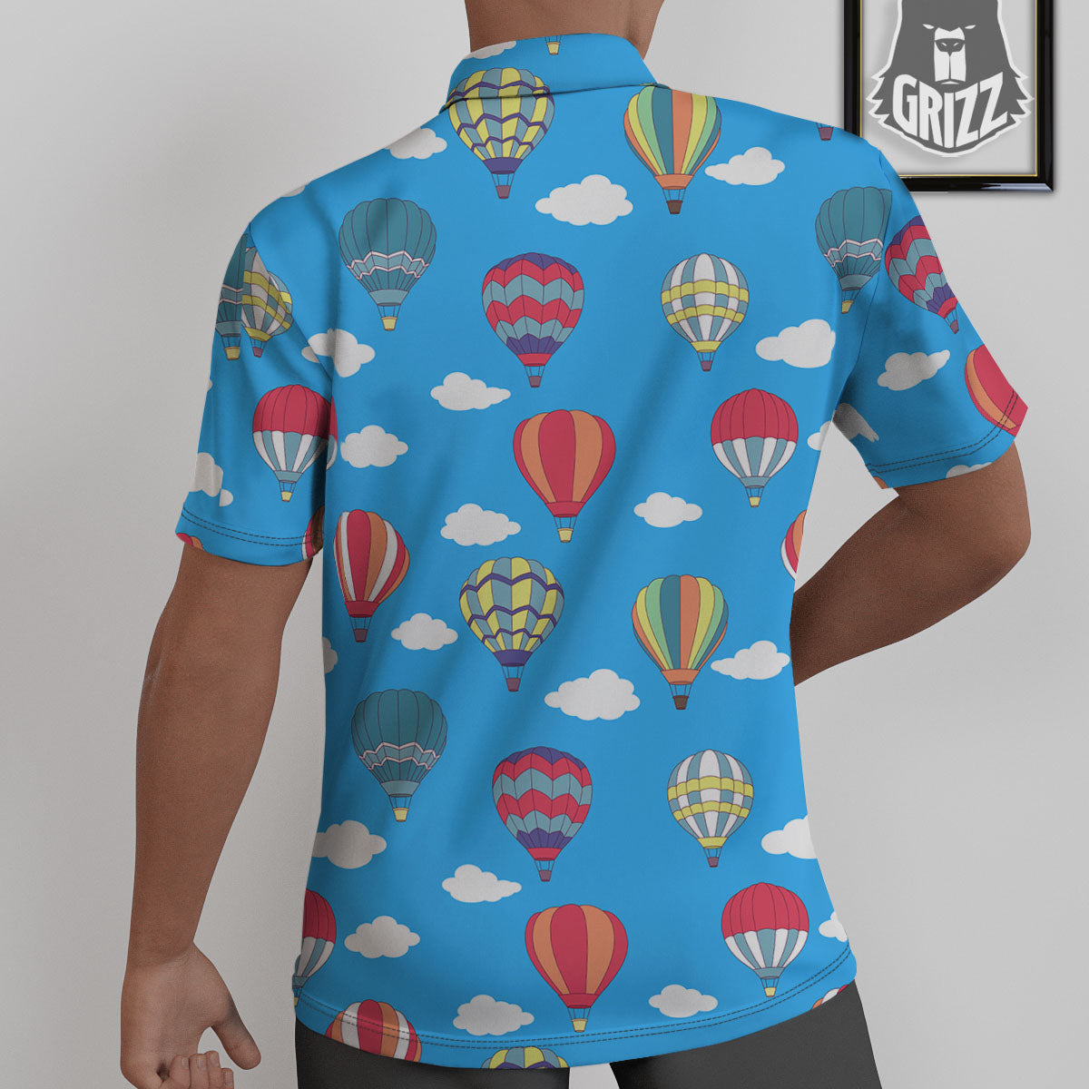 Blue Hot Air Balloon Print Pattern Untucked Shirts-grizzshop
