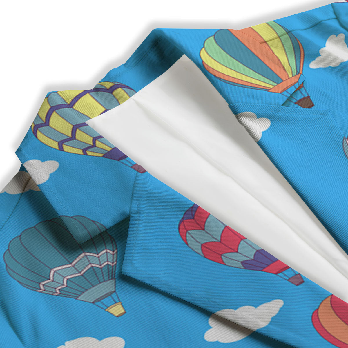 Blue Hot Air Balloon Print Pattern Women's Blazer-grizzshop