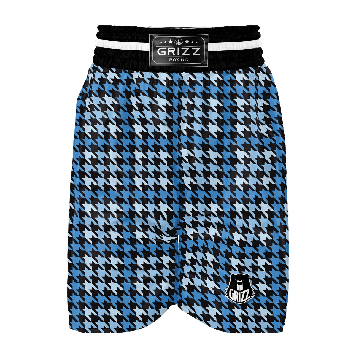 Blue Houndstooth Boxing Shorts-grizzshop