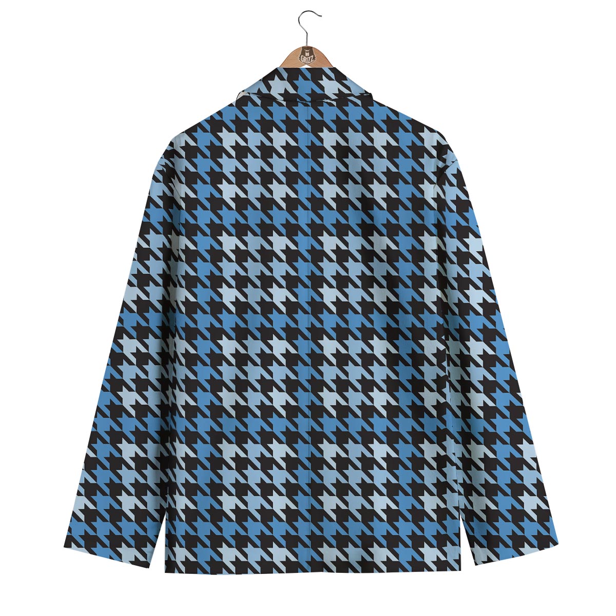 Blue Houndstooth Men's Blazer-grizzshop