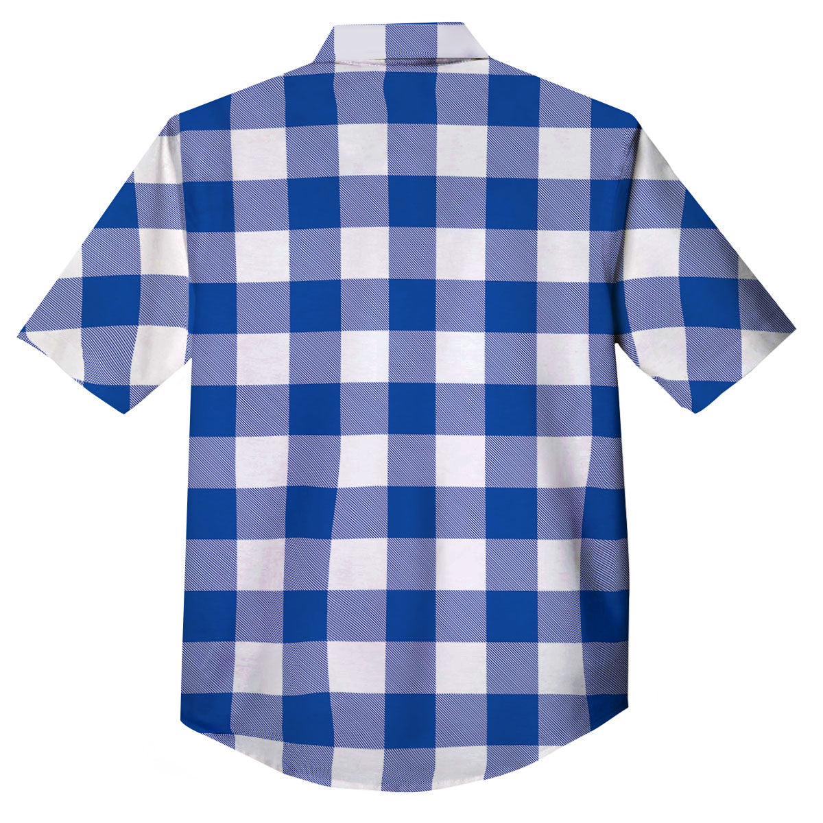 Blue Indigo And White Gingham Print Button Up Shirt-grizzshop