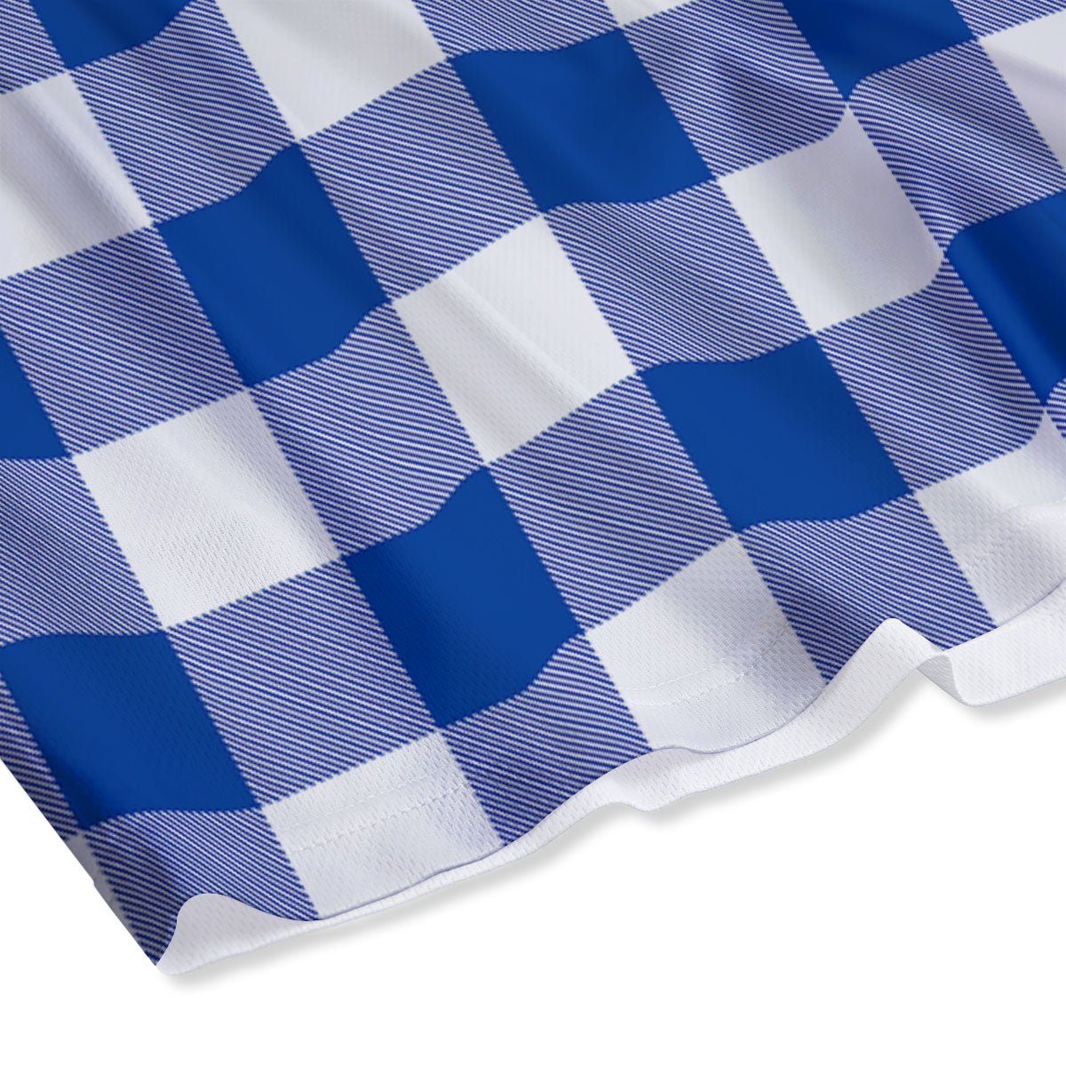 Blue Indigo And White Gingham Print Mesh Shorts