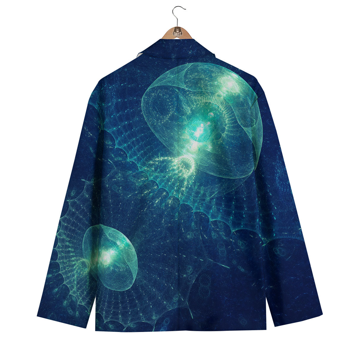 Blue Jellyfish On Deep Sea Print Men's Blazer-grizzshop