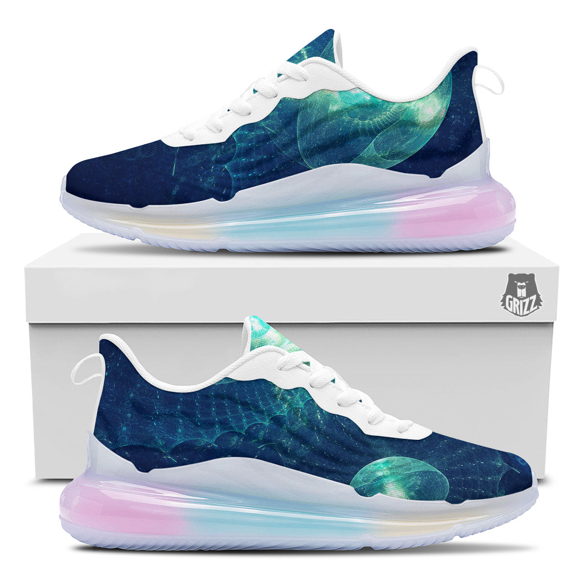 Blue Jellyfish On Deep Sea Print Running Sneakers-grizzshop