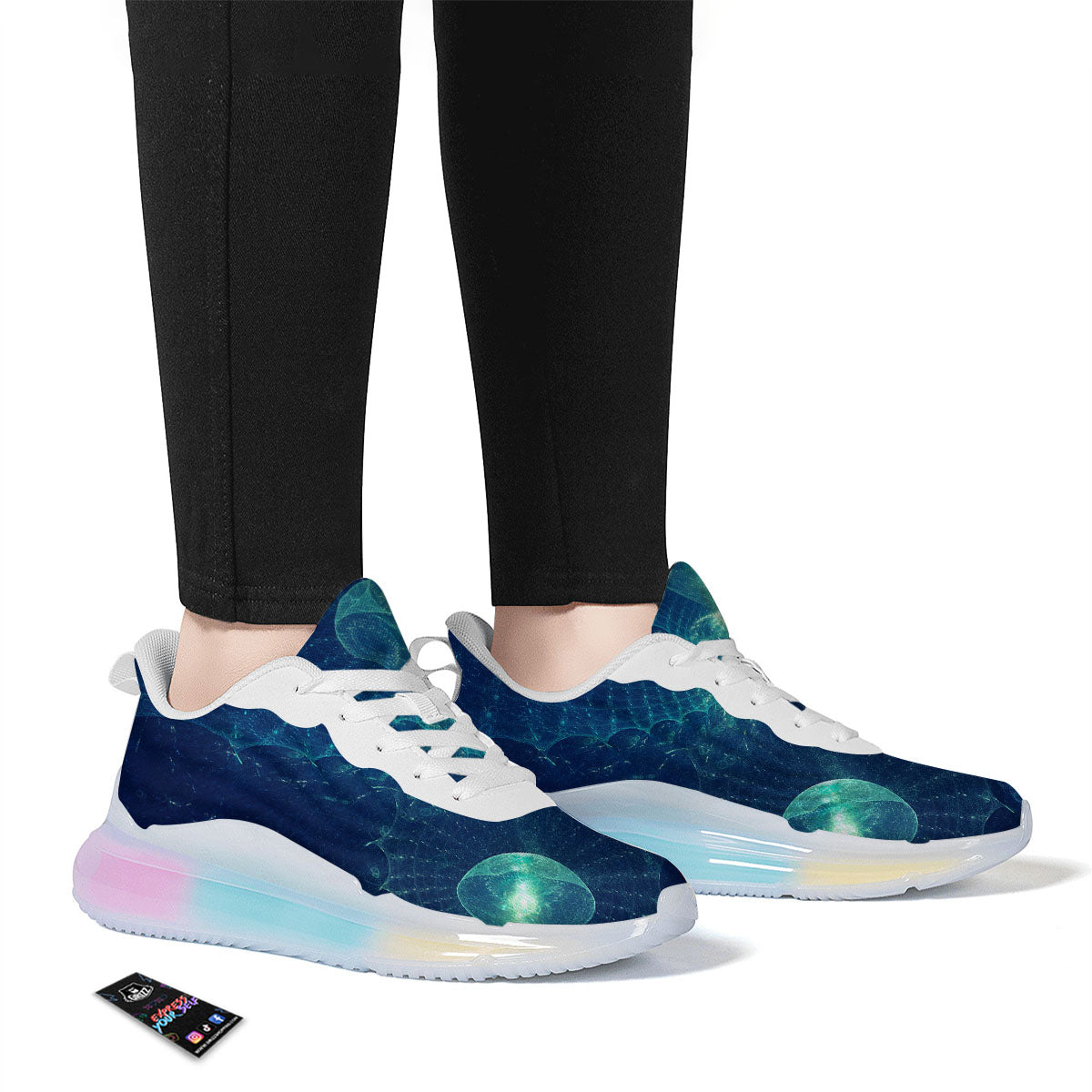 Blue Jellyfish On Deep Sea Print Running Sneakers-grizzshop