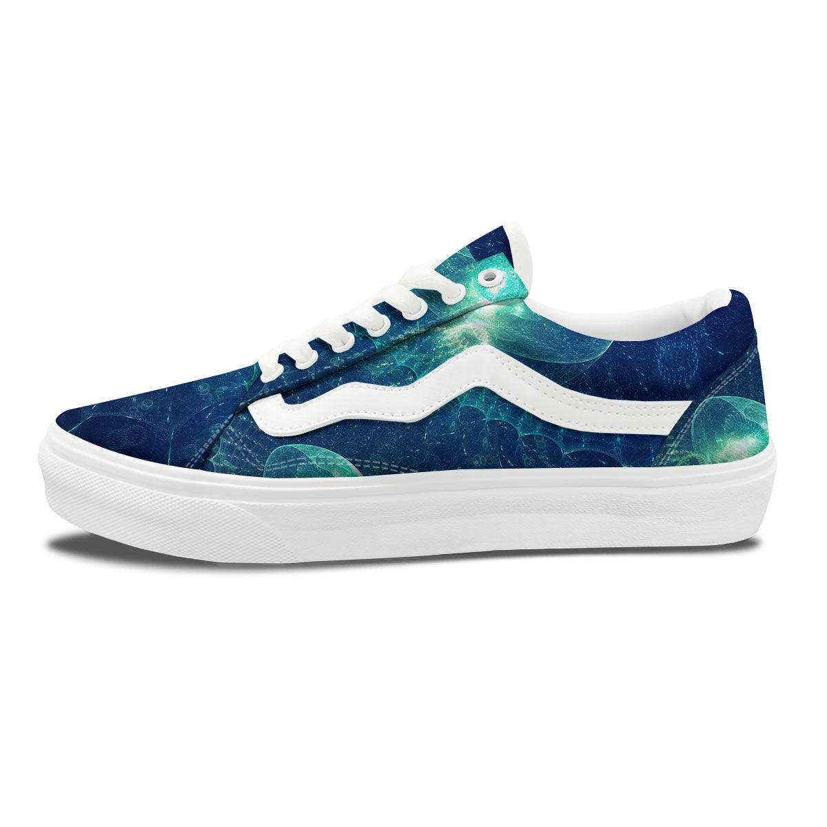 Blue Jellyfish On Deep Sea Print Skate Shoes-grizzshop