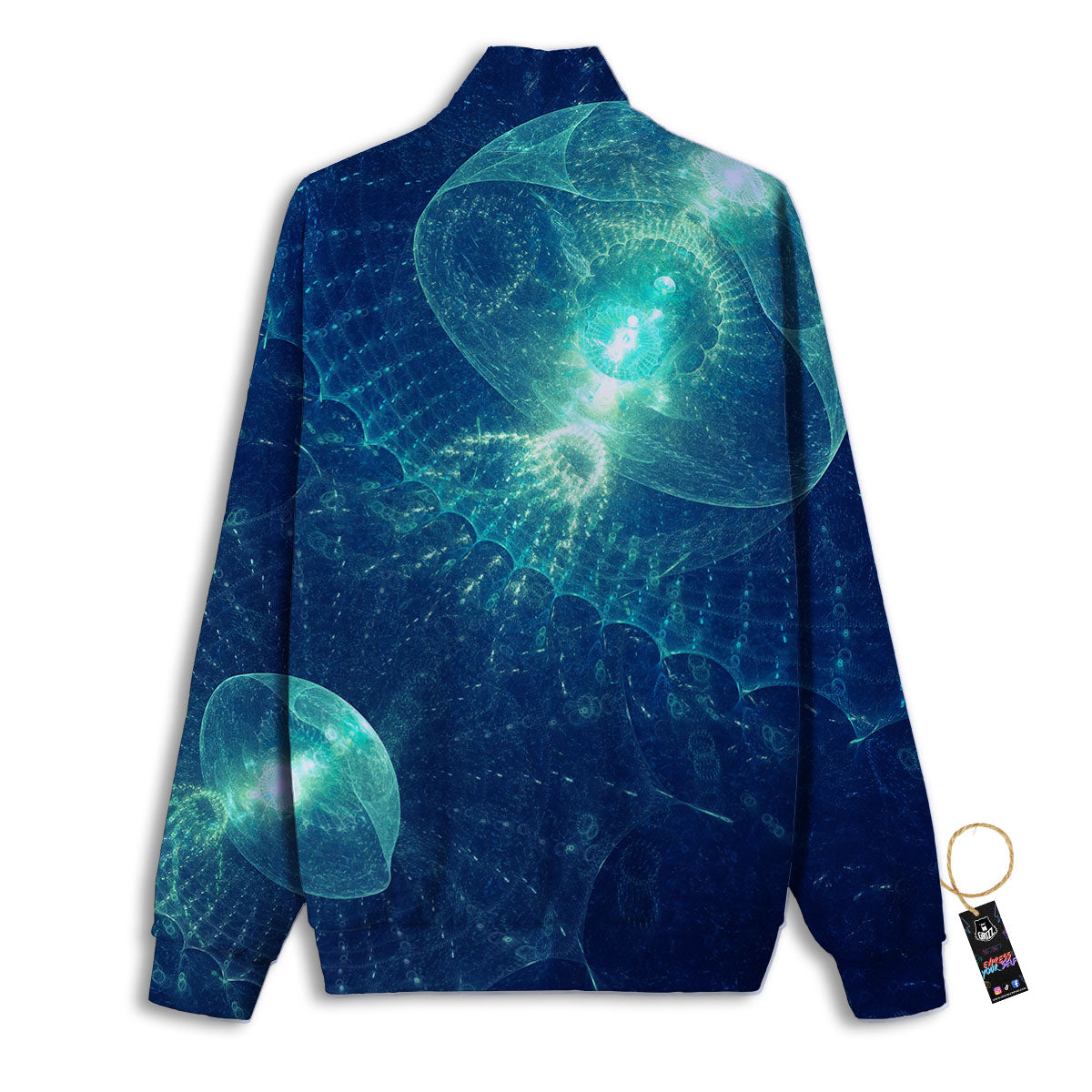 Blue Jellyfish On Deep Sea Print Track Jacket-grizzshop