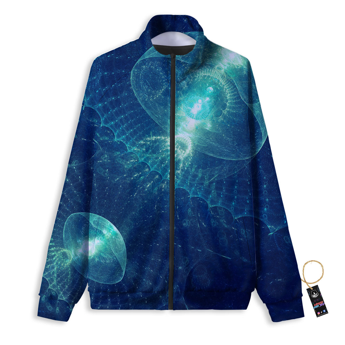 Blue Jellyfish On Deep Sea Print Track Jacket-grizzshop