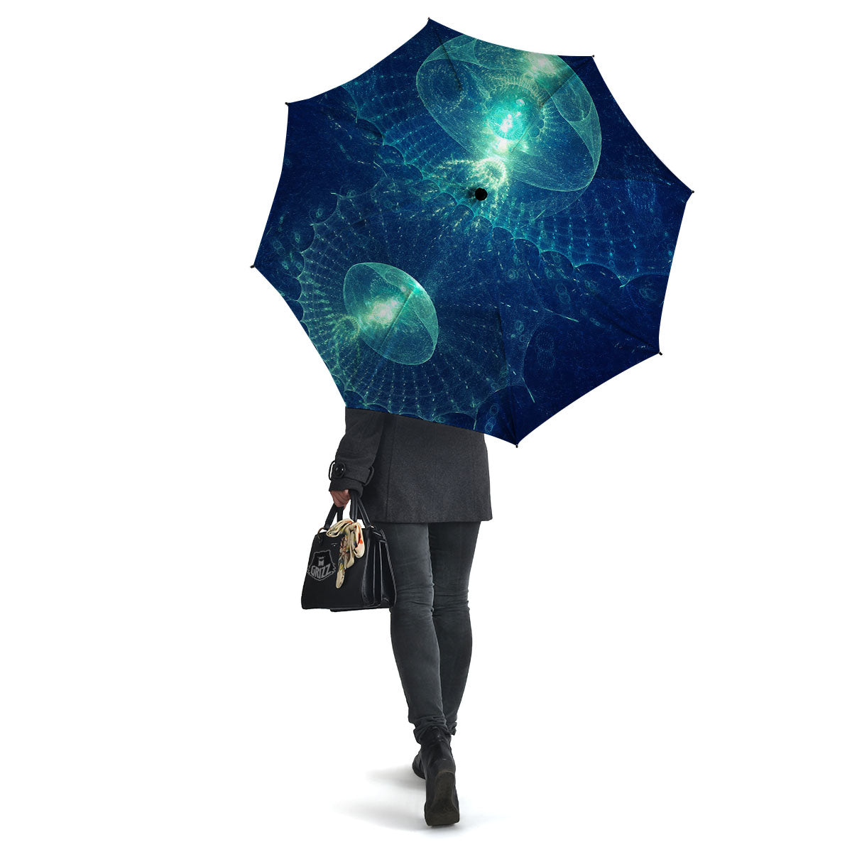 Blue Jellyfish On Deep Sea Print Umbrella-grizzshop